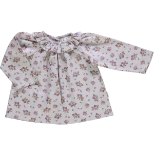 BLOUSE CHARME FLEURI ROSE GRIS POUDRE ORGANIC