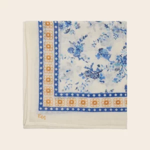 FOULARD LAINE 100X100 ORCHID BLEU EMILE ET IDA