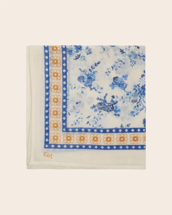 FOULARD LAINE 100X100 ORCHID BLEU EMILE ET IDA