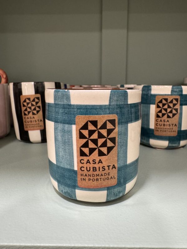 tasse à expresso à damier teal blue casa cubista