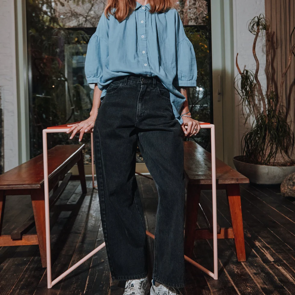 Pantalon Gentiane Long Denim Noir – Image 2