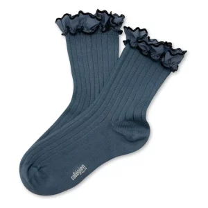 CHAUSSETTES SUZANNE BLEU CENDRE COLLEGIEN