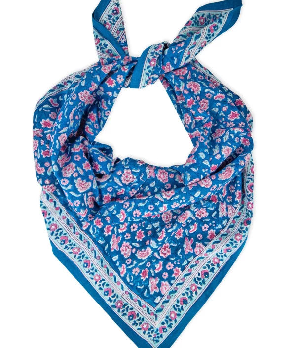 grand foulard coloré bleu femme