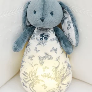 lapin veilleuse bleu toile de jouy