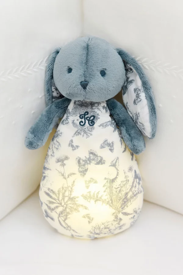 lapin veilleuse bleu toile de jouy
