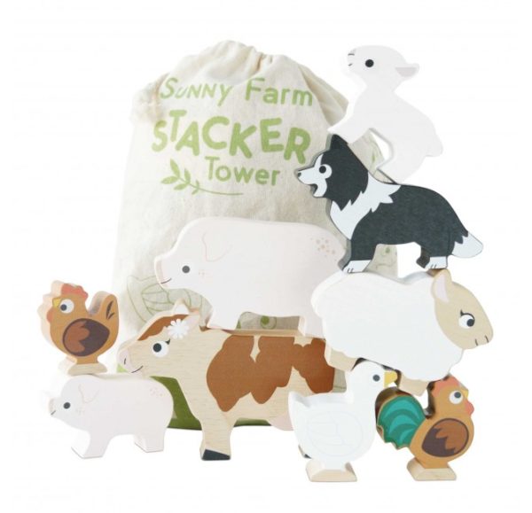 jeu set animaux de la ferme en bois