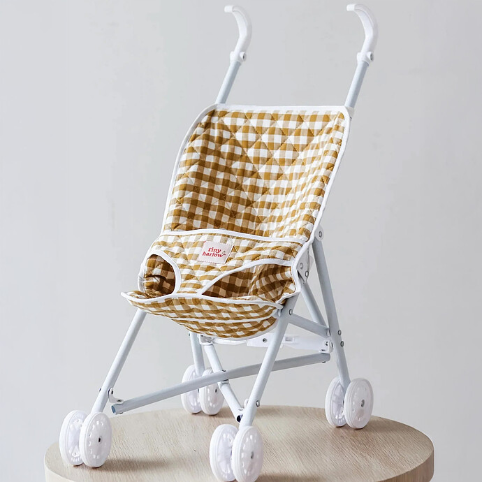 poussette pour poupée vichy moutarde