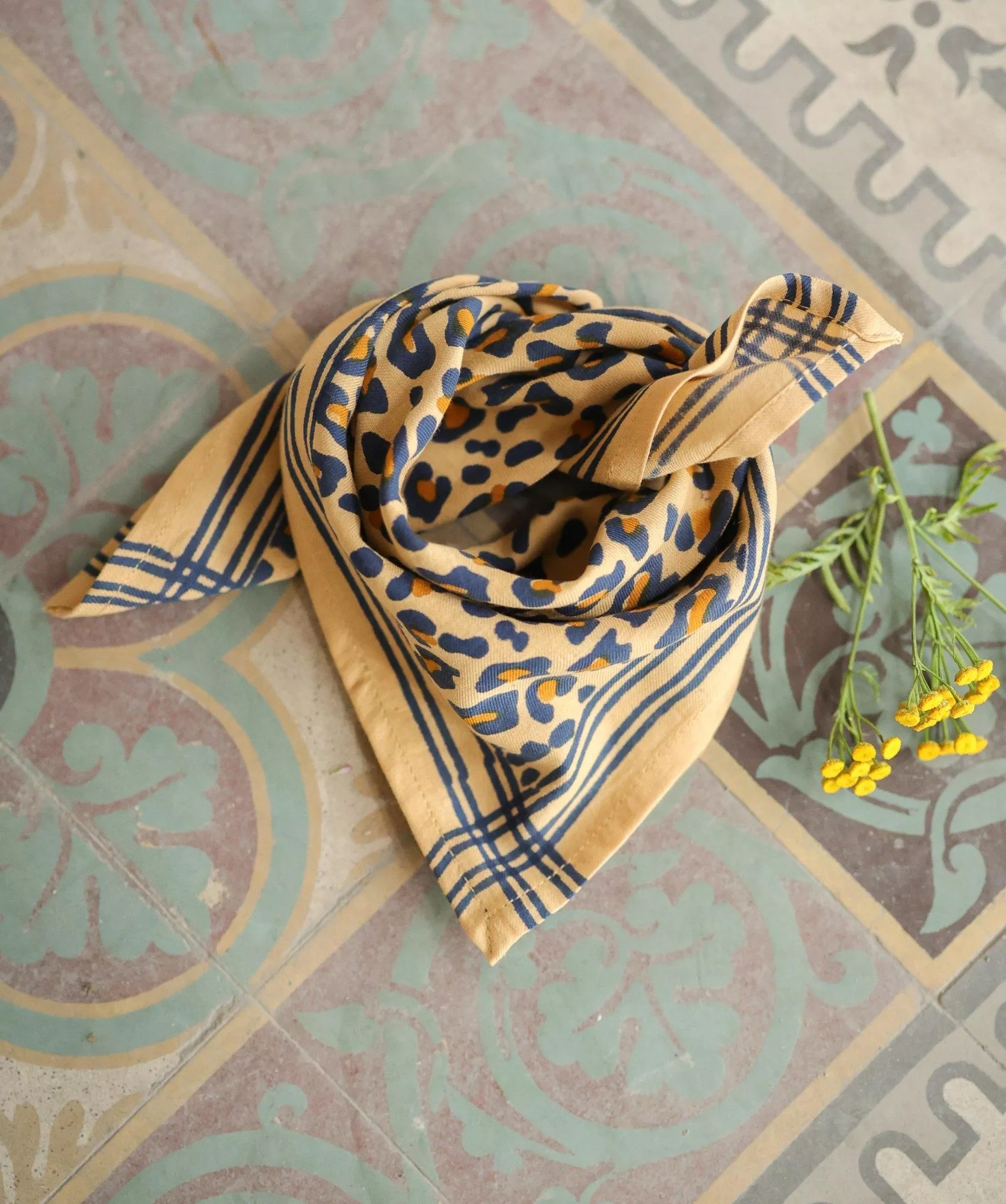 PETIT FOULARD LEOPARD CAMEL BELLEMME