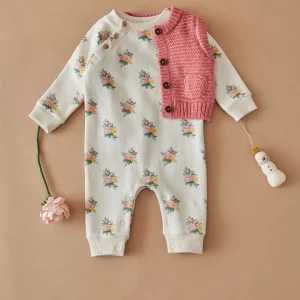 Combinaison molleton fleursEmile et Ida