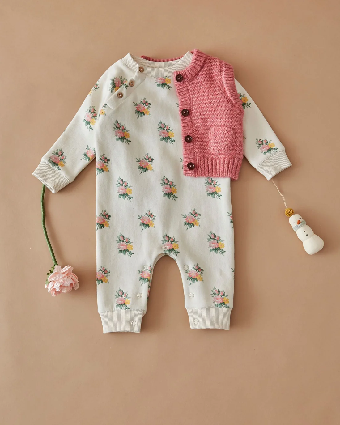 Combinaison molleton fleursEmile et Ida