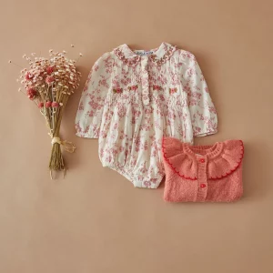 BARBOTEUSE COMBIBLOOMER SMOCKE ET BRODE ROSALIE EMILE ET IDA