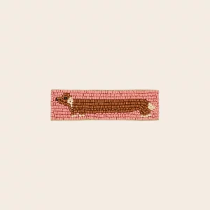 barrette perles roses teckel emile et ida