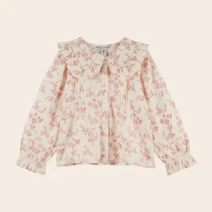 blouse grand col fleuri écru rosalie emile et ida