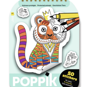 stickers a colorier et à coller les animaux protégés poppik