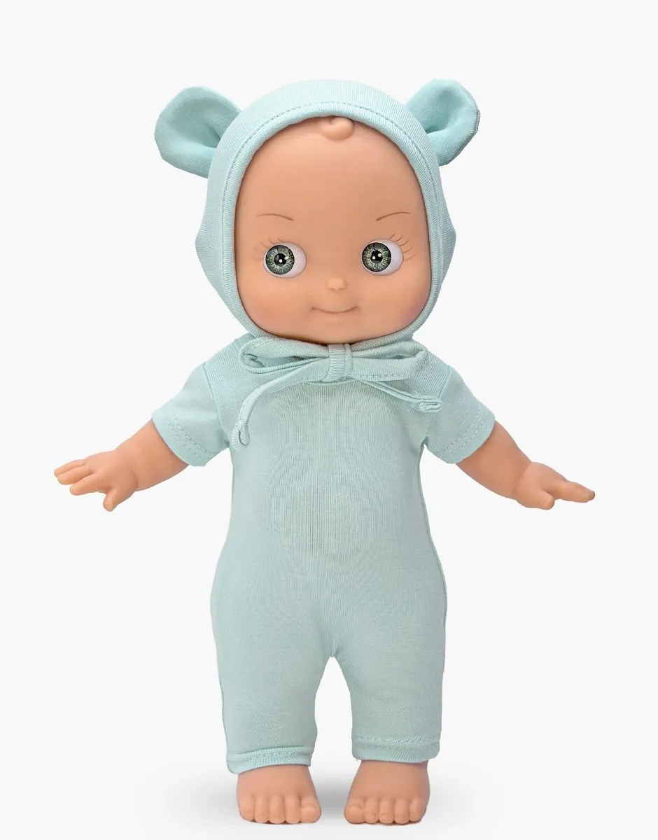 POUPEE ZEBULON MINI PLANCHA ET SA TENUE DE SOURIS VERTE MENTHE MINIKANE