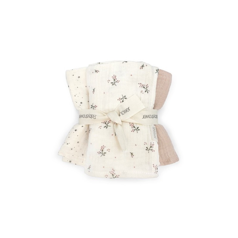 LOT DE 3 LANGES MINIS LITTLE ROSEBERRY BABYSHOWER
