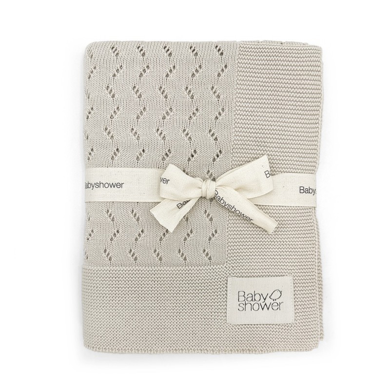COUVERTURE CLASSIC TRICOT BEIGE BABYSHOWER