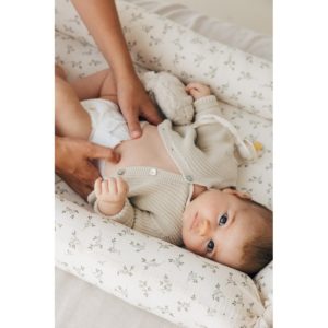 cardigan gilet canale beige en tricot babyshower